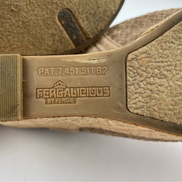 Fergalicious Brown Peep Toe Sling Back Wedge Shoes Women - Picture 3 of 9